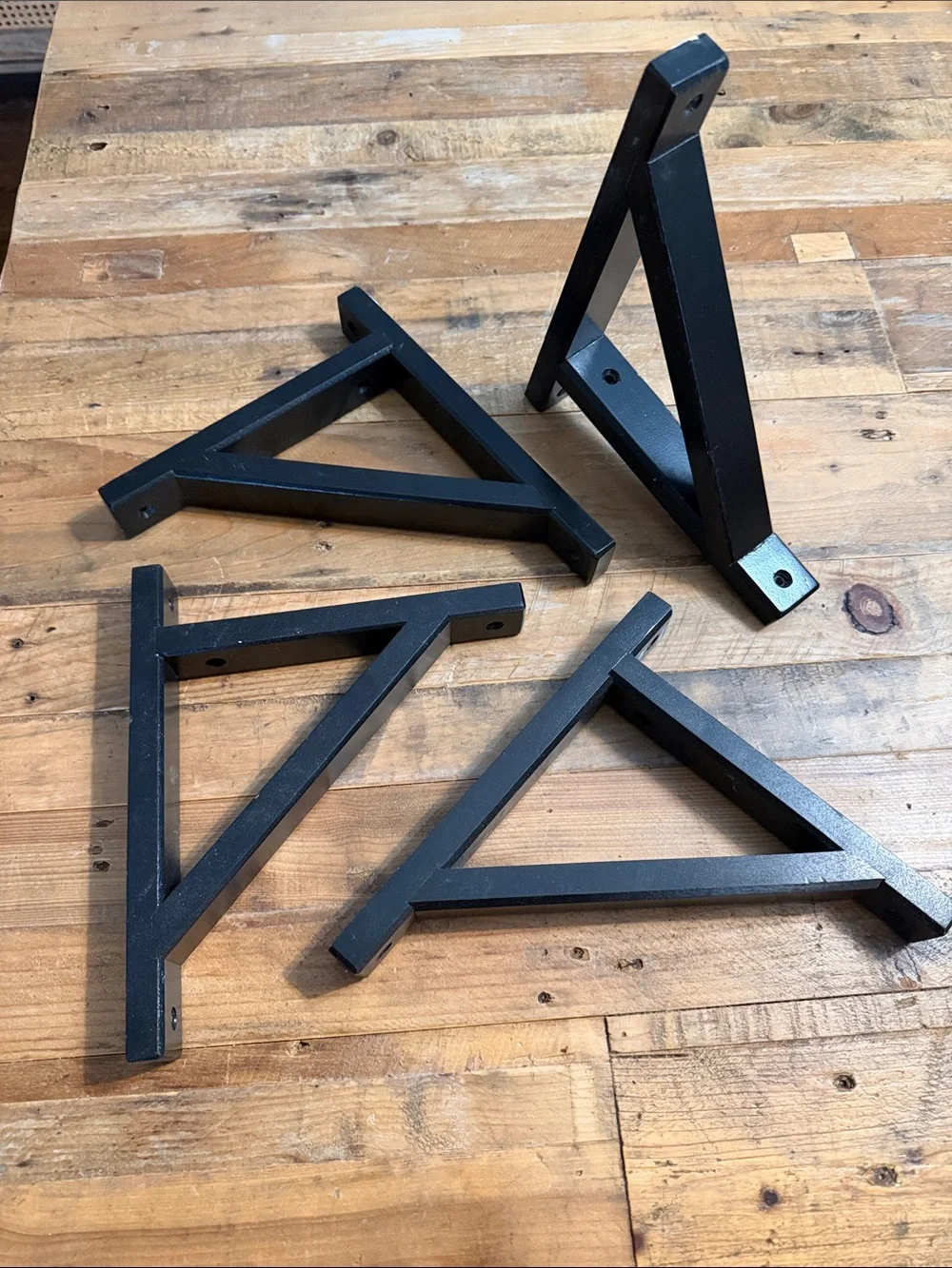 Black wooden Triangle Shelf Brackets - Heavy Duty Wall Support